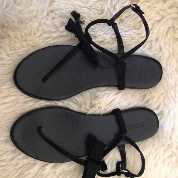 J. Crew black strappy T flats with grosgrain ribbon - Picture 2 of 2